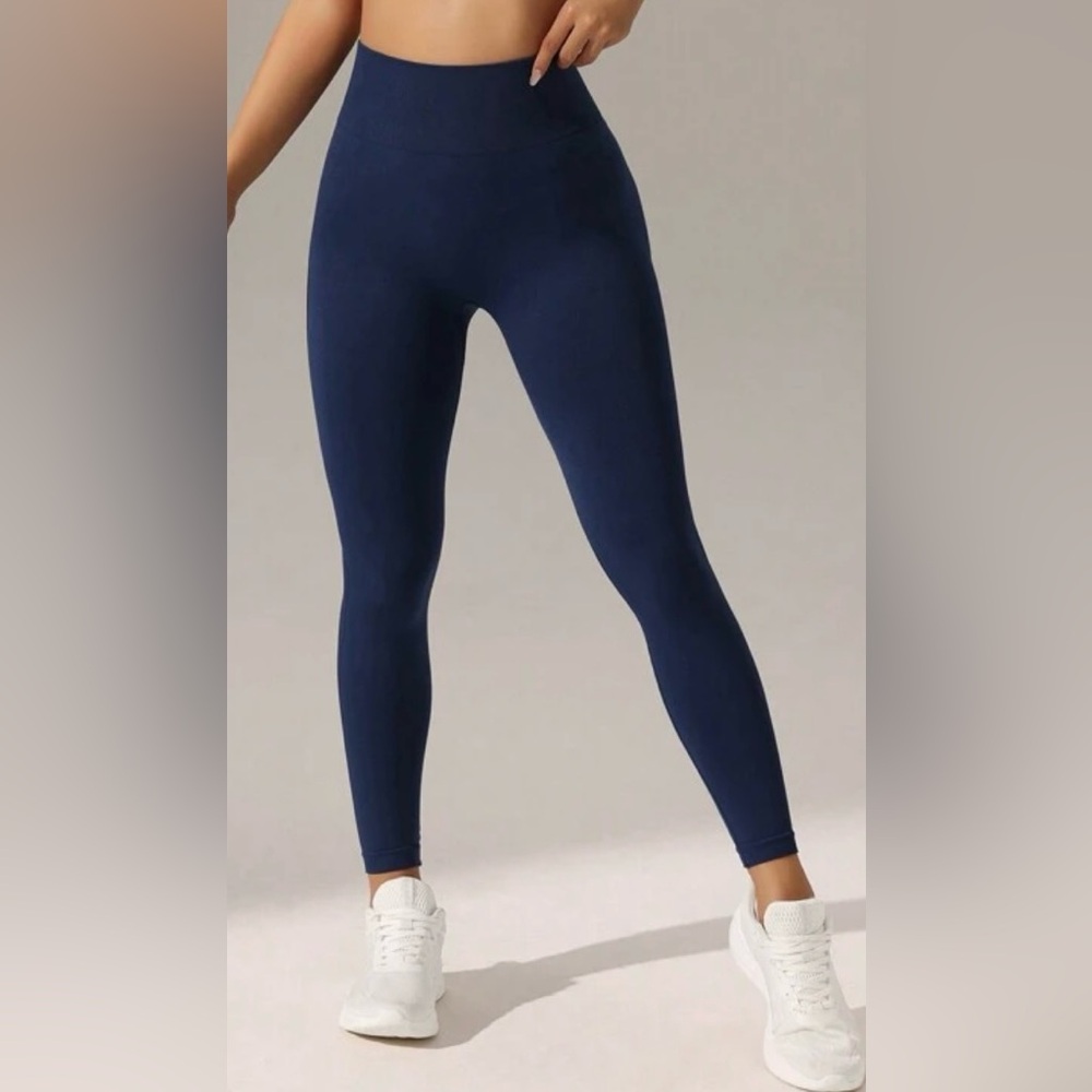 SHEIN Navy Blue Sport Seamluxe Seamless High Stretch Leggings - Small